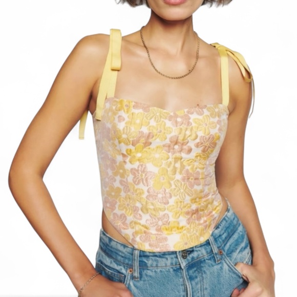 Reformation Tops - Reformation | Karoline Corset Floral Tie Crop Top in Color-Sunshine Bloom Size 2